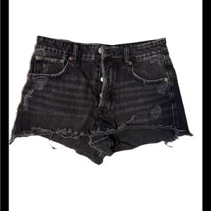 ZARA Distressed Black Denim Shorts size 4